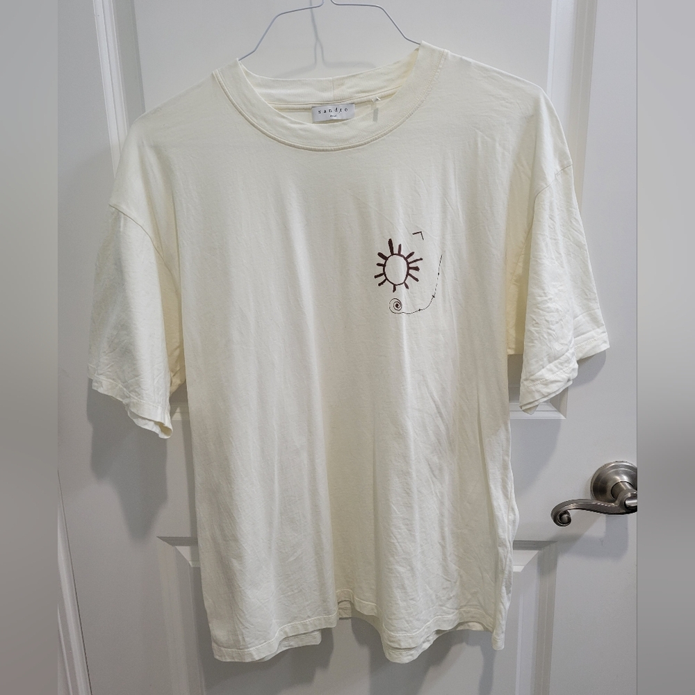 Sandro Paris Men's Cotton Cream XL T-Shirt